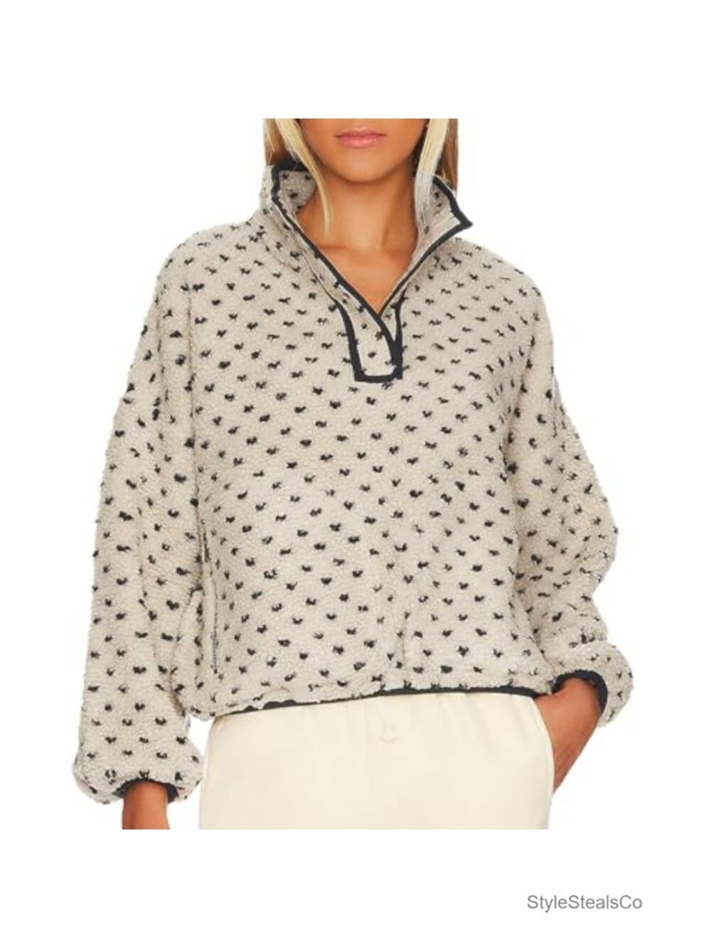 Women's Fleece Sweatshirt Winter Long Sleeve High Neck Fuzzy Sherpa Pullover